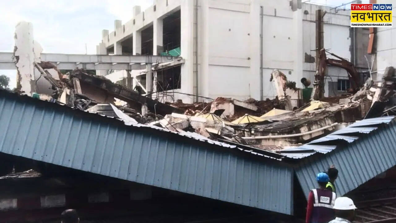 Part of Under-Construction Roof Collapses at Cuttack Railway Station