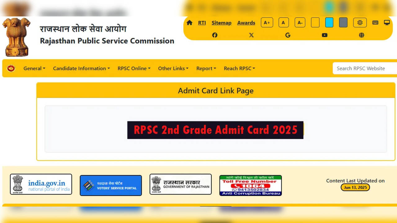 RPSC 2nd Grade Admit Card 2025