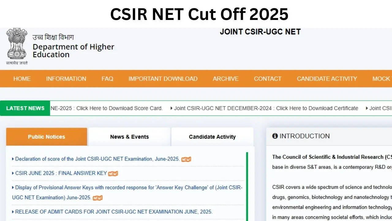 CSIR NET Cut Off 2025 Released