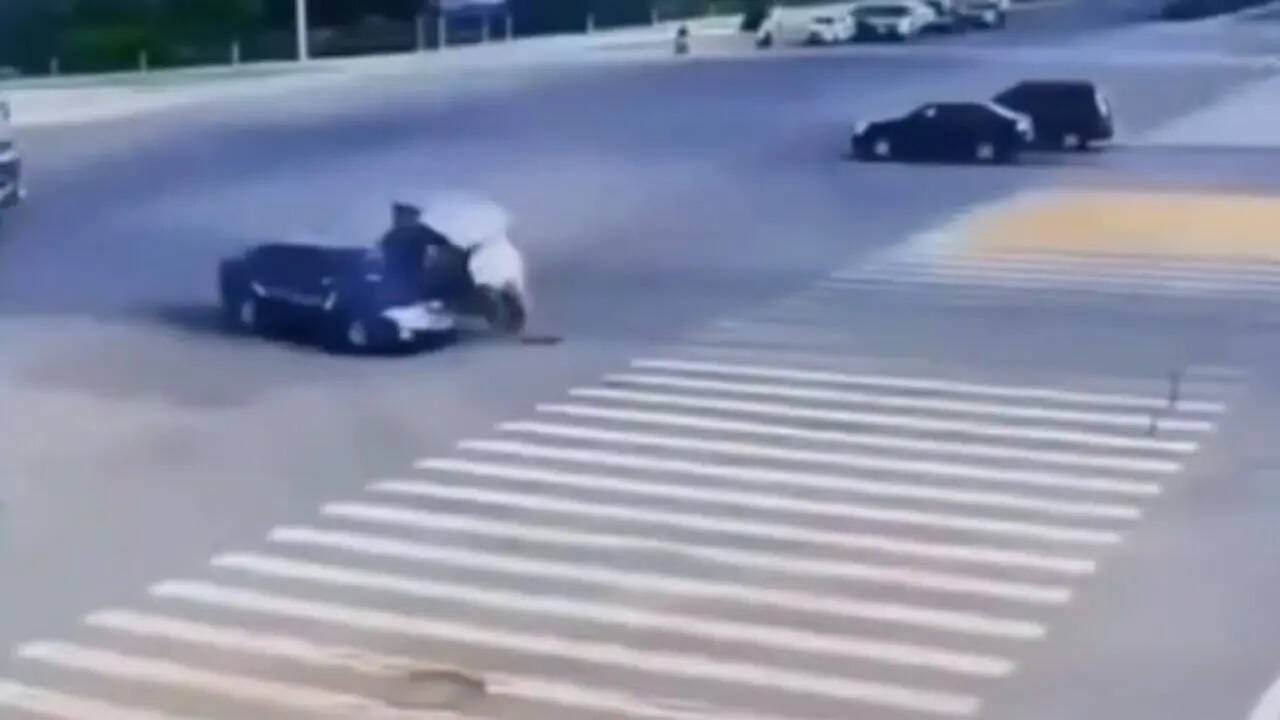 car driver hit the auto loader