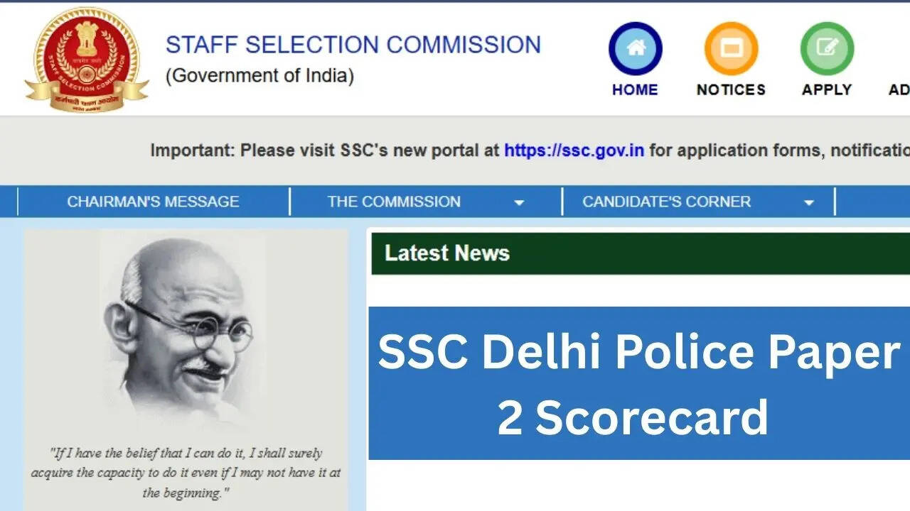 SSC Delhi Police Paper 2 Scorecard Released