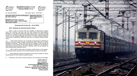 रेलवे रिजर्वेशन में नया नियम: पहले 15 मिनट केवल आधार से जुड़े IRCTC यूजर्स के लिए