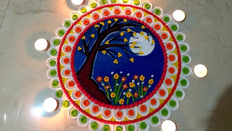 शरद पूर्णिमा की रंगोली (pic credit: canva)