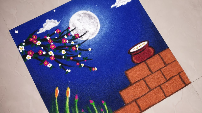 शरद पूर्णिमा रंगोली इमेज (pic credit: pinterest)