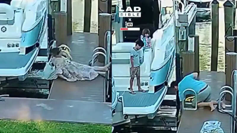 Woman Falls into Sea viral video