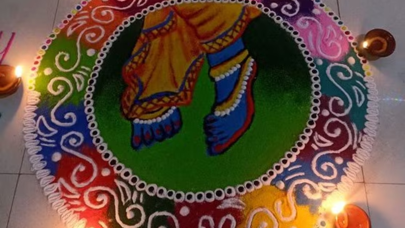 Krishna Rangoli Design