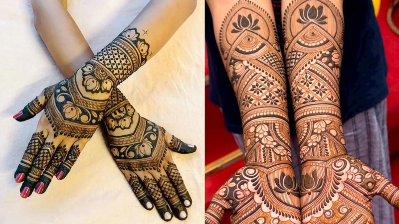lotus bridal mehndi designs
