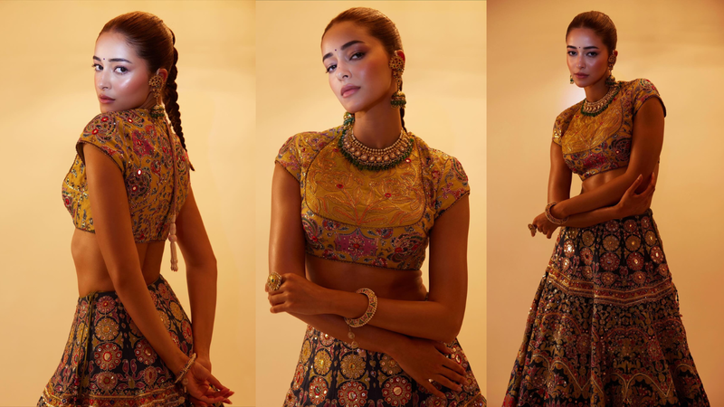 ananya panday new pics in corset lehenga