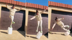 Today viral Video डब्बे के ऊपर ठुमके लगा रही थी महिला फिर ऐसे गिरी देखकर नहीं रुकेगी हंसी