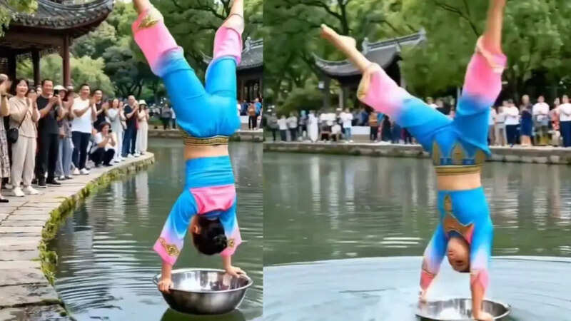 Chinese Acrobat Girl Performs