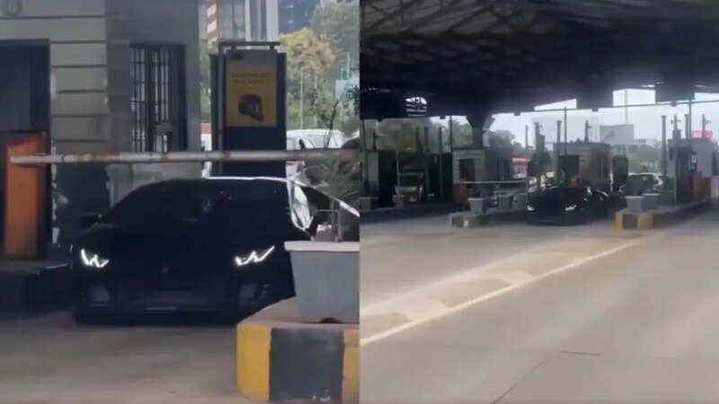 टोल गेट के नीचे से निकली कार