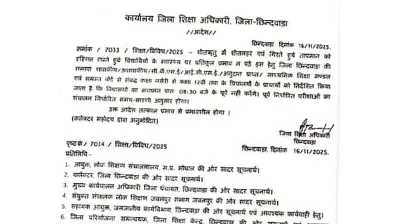 छिंदवाड़ा का आधिकारिक आदेश