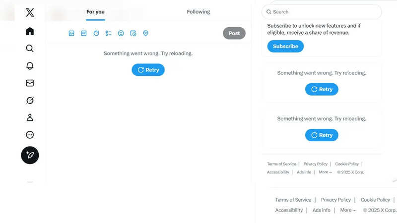 माइक्रोब्लॉगिंग साइट X Down