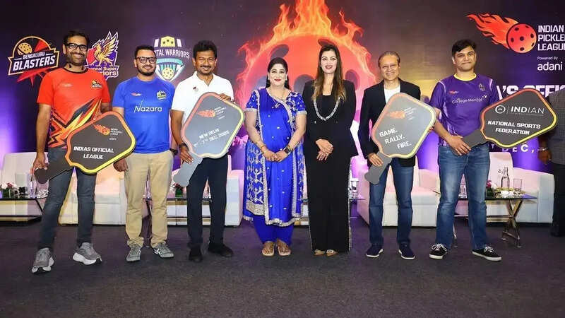 Indian Pickleball League Team Owners During The Official Team Unveiling Ceremony in Chennai, along with Times Group’s Managing Director, Vineet Jain (second from right).