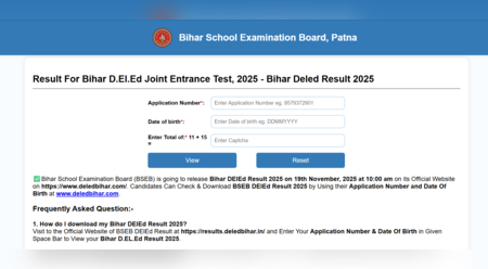 BSEB Bihar DELED Result 2025 Live: बिहार डीएलएड प्रवेश परीक्षा का रिजल्ट हुआ जारी, 79.02% अभ्यर्थी सफल