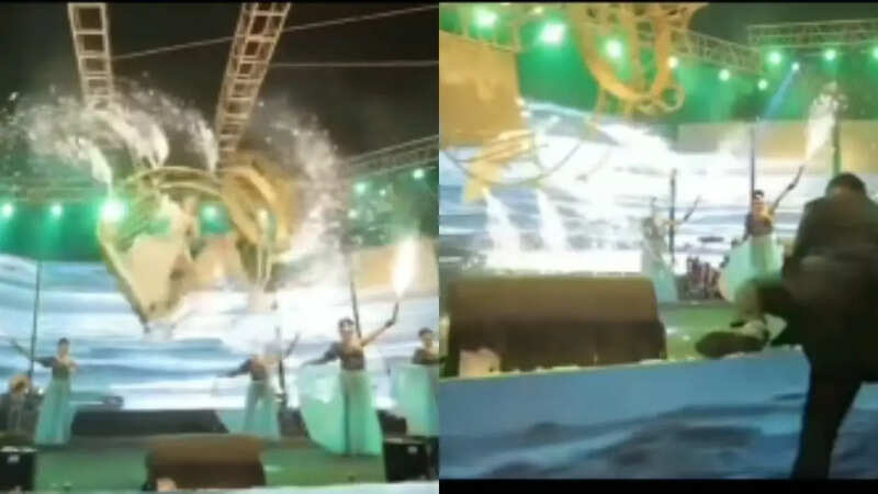 Bride and groom felt from swing in their marriage