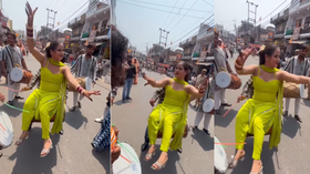 Dance Video ढोल पर बैठकर देसी भाभी ने डांस से मचाया ऐसा गदर ठुमके के दीवाने हुए लोग