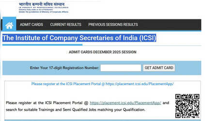ICSI CS December Admit Card 2025: जारी हो गया ICSI CS दिसंबर सत्र के लिए एडमिट कार्ड, इस लिंक से करें चेक