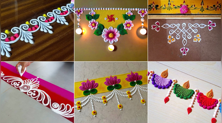 Saraswati Puja Border Rangoli Designs 2026: सरस्वती पूजा पर घर के दरवाजे पर सजाएं ऐसी सुंदर बॉर्डर रंगोली, देखें बसंत पंचमी रंगोली डिजाइन फोटो