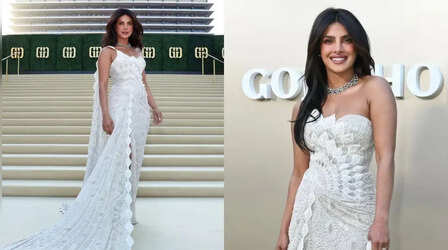 Gold Gala में Priyanka Chopra ने पहने 20 साल पुराने कपड़े, चिकनकारी साड़ी से बनी ड्रेस में दिखाया जलवा