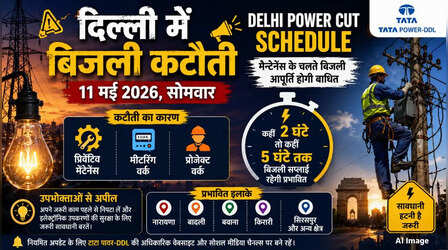 कल का पावरकट (Power Cut 11 May 2026): नारायणा, मोती नगर और बादली सहित दिल्ली के इन इलाकों में सोमवार को 5 घंटे तक बिजली कटौती रहेगी