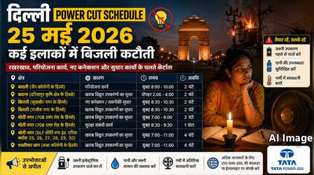 कल का पावरकट (Power Cut 25 May 2026): कीर्ति नगर, मोती नगर, किरारी, बवाना, बादली और शालीमार बाग सहित इन इलाकों में घंटों तक नहीं आएगी बिजली, देखें पूरा शेड्यूल