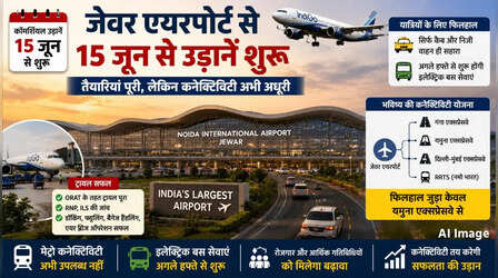 Jewar Airport News: 4 दिन में शुरू होंगी उड़ान सेवाएं, एयरपोर्ट पहुंचने के लिए सिर्फ कैब भरोसे यात्री
