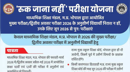 MP Board Ruk Jana Nahi: 10वीं-12वीं में फेल छात्रों को मिलेगा दूसरा मौका, 'रुक जाना नहीं' के लिए 20 तक करें पंजीकरण