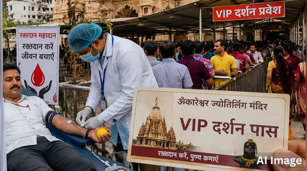 ओंकारेश्वर मंदिर में VIP दर्शन के लिए 'अनोखा चढ़ावा', रक्तदान करने वालों को मिल रही एंट्री