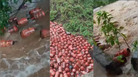 Viral Video: बारिश का कहर...नदी में बह गए 3000 गैस सिलेंडर, कैमरे में कैद हुआ अनोखा नजारा
