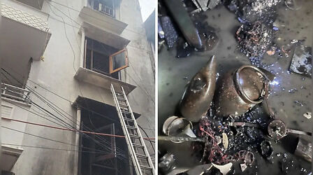 दिल्ली के हरि नगर में रिहायशी इमारत में भीषण आग, दो सिलेंडर फटे; 8 लोग रेस्क्यू