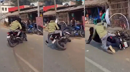 VIDEO: नागिन की तरह बाइक लहरा रहे थे स्टंटबाज, उतरा ऐसा भूत वीडियो देख कहेंगे- हड्डियां तुड़वाने का पूरा इंतजाम