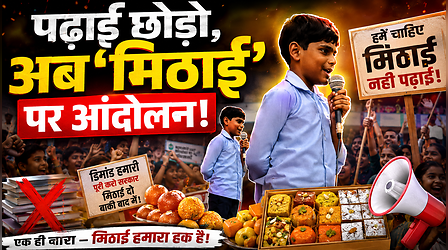 Viral Video: पढ़ाई छोड़ो, अब 'मिठाई' पर होगा आंदोलन!स्कूल की पुरानी परंपरा पर बच्चे ने दिया अल्टीमेटम, बातें सुन नहीं रुकेगी हंसी