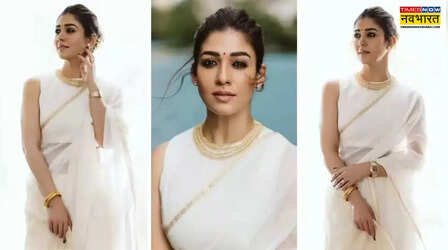 नयनतारा की व्हाइट साड़ी बनी Onam फैशन इंस्पिरेशन, गोल्ड जरी बॉर्डर ने लूटी महफिल