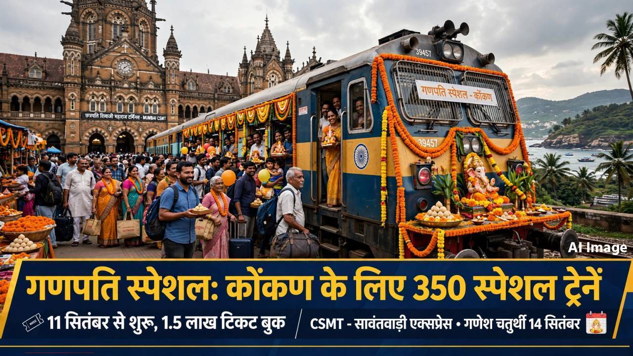 Ganpati Special Train: गणेश उत्सव के दौरान कोंकण के लिए 350 स्पेशल ट्रेनें चलाएगा रेलवे