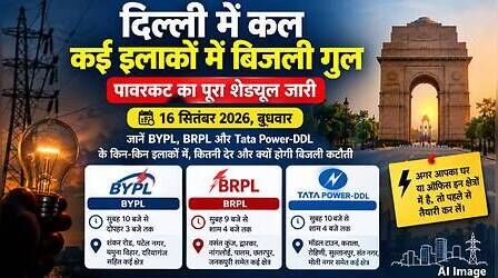 Delhi Power Cut (कल का पावरकट 16 सितंबर 2026): मोती नगर, पालम, रोहिणी, खानपुर, साकेत समेत इन इलाकों में होगी बिजली कटौती, देखें पूरा शेड्यूल