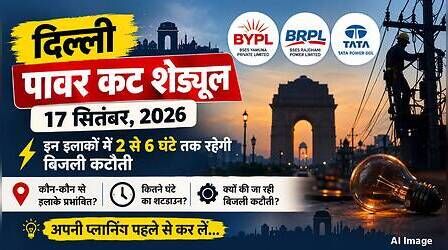 Delhi Power Cut (कल का पावरकट 17 सितंबर 2026): वसंत कुंज, NFC, विकासपुरी, केशवपुरम और रोहिणी सहित इन इलाकों में 6 घंटे तक नहीं आएगी बिजली, देखें पूरा शेड्यूल