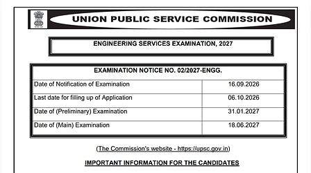 UPSC ESE 2027 परीक्षा के लिए नोटिफिकेशन हुआ जारी, इंजीनियरों के लिए 480 पदों पर आई भर्ती