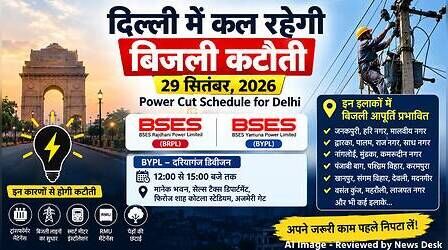 Delhi Power Cut (कल का पावरकट 29 सितंबर 2026): अजमेरी गेट, जनकपुरी, कोटला, करमपुरा, मदनगीर, जाफरपुर सहित यहां रहेगी बत्ती गुल, देखें पूरा शेड्यूल