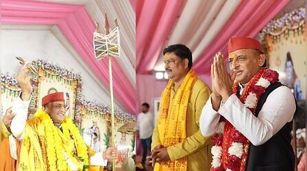 हाथ में त्रिशूल, कंधे पर सनातनी गमछा... अयोध्या में बदला अखिलेश का अंदाज, भाजपा के वोटबैंक पर गड़ाई नजर
