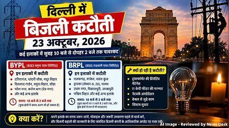 Delhi Power Cut (कल का पावरकट 23 अक्टूबर 2026): संगम विहार, बदरपुर, चितरंजन पार्क, यमुना विहार और उत्तम नगर समेत इन इलाकों में होगी बिजली कटौती, देखें पूरा शेड्यूल