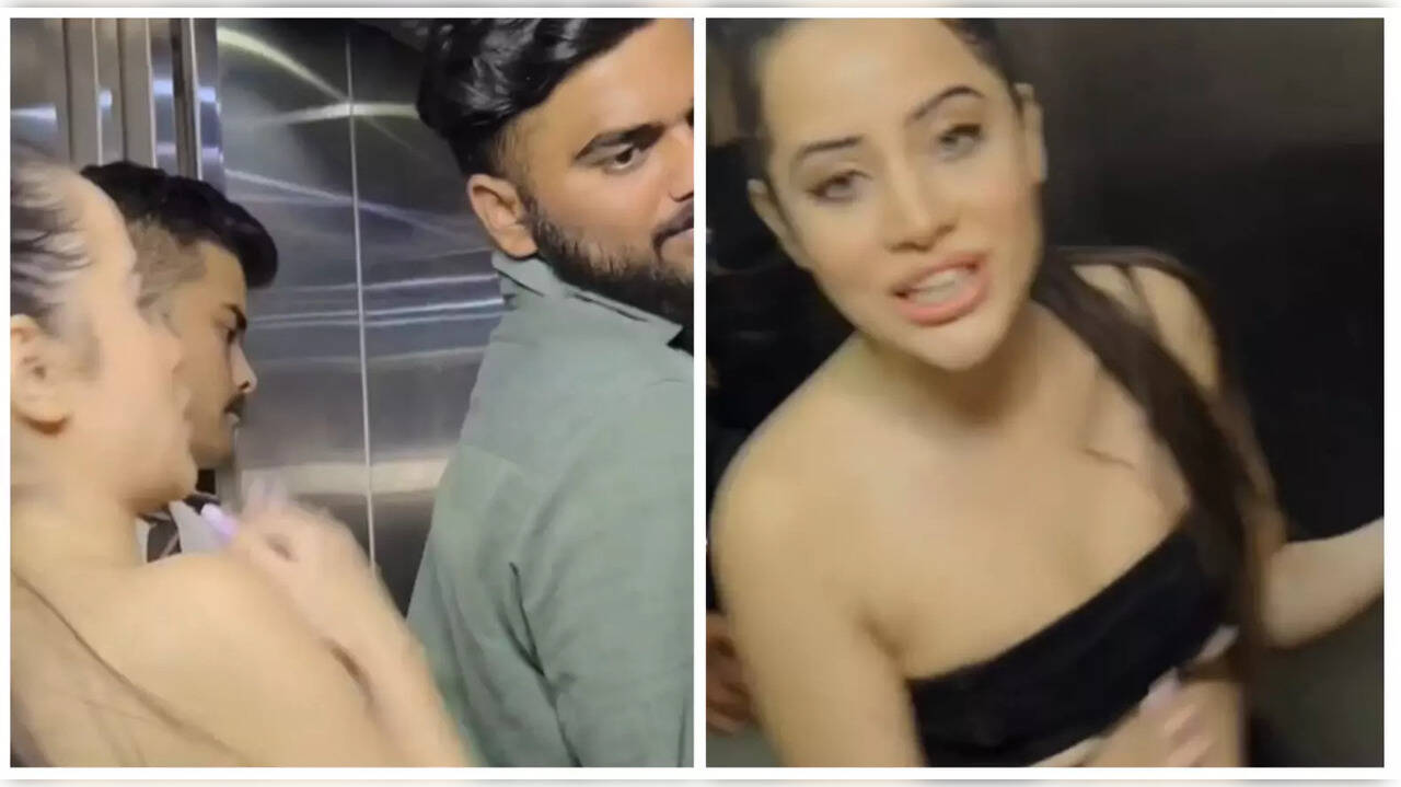 लिफ्ट में घुस रही Urfi Javed से टकराया आदमी