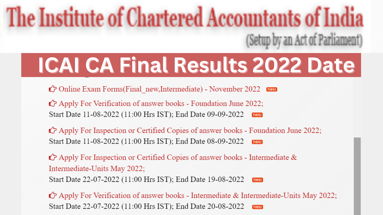 ICAI CA Final Results 2022 Date