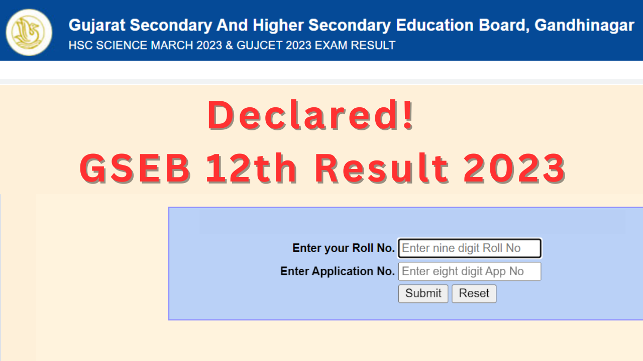 GSEB 12th Result 2023 declared