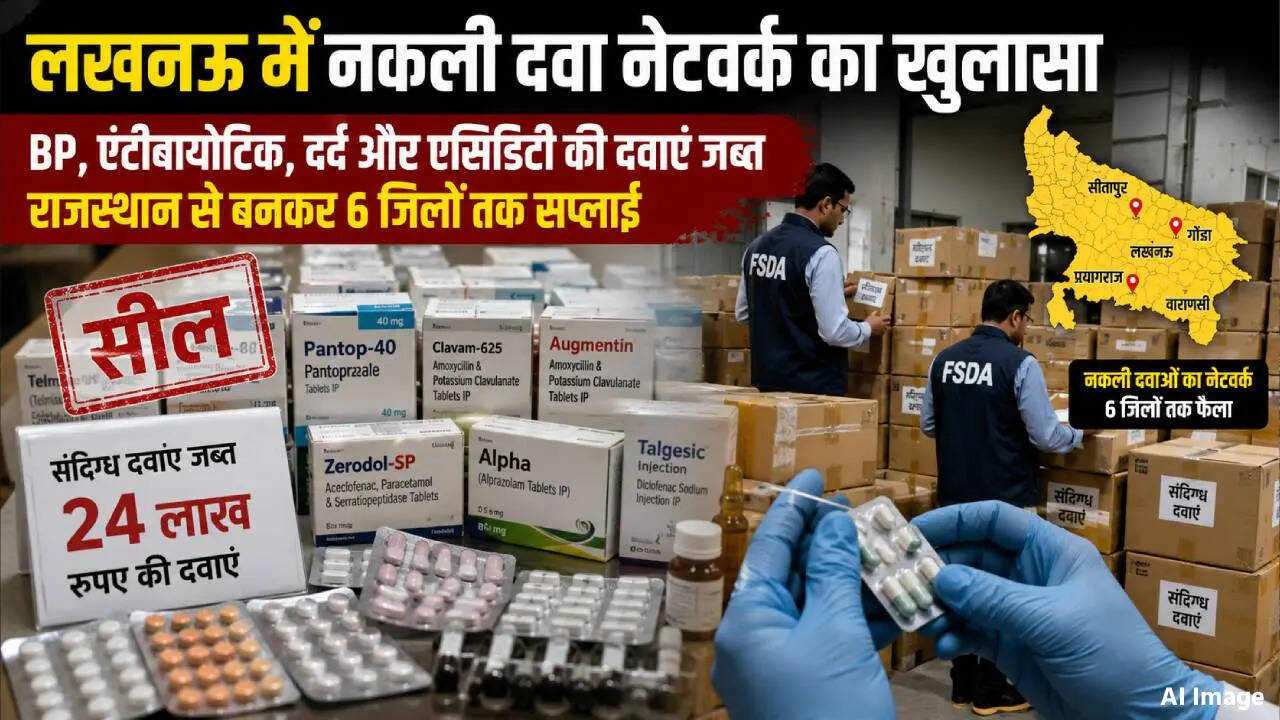 Lucknow News: लखनऊ में नकली दवाओं के नेटवर्क का खुलासा, BP-Acidity सहित 24 लाख की ये 'दवाएं' जब्त